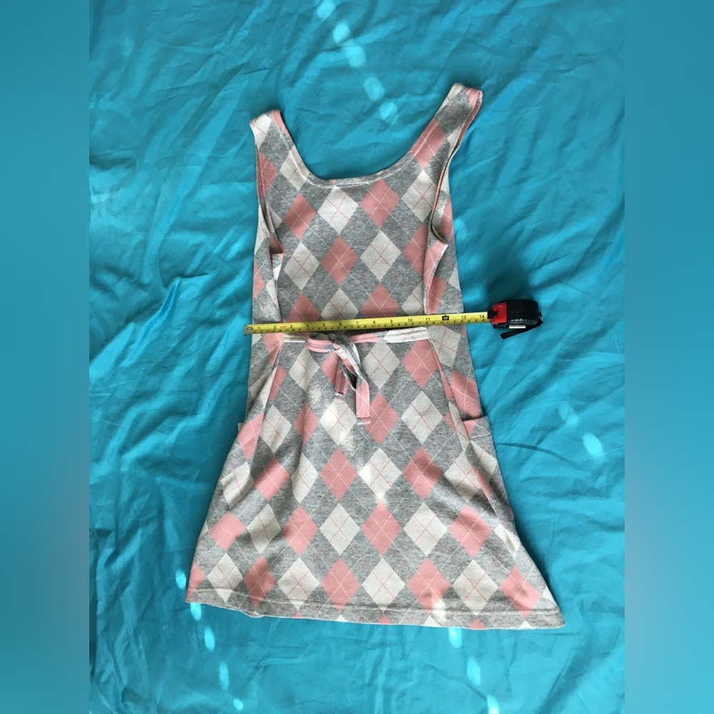 90’s Anxiety pink/grey/white plaid sleeveless dress - Picture 2 of 4